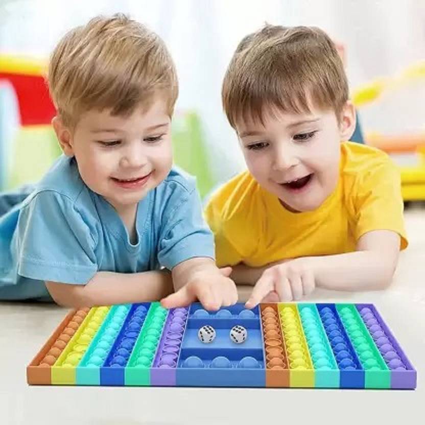 Toy Zoom Push Pop It Game Fidget Toy, Silicone Rainbow Ludo Board Game