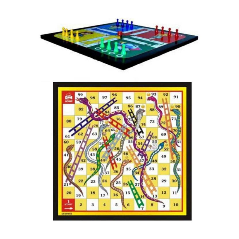 A S wooden Ludo + Snake & Ladders 2 in 1 Combo With One Set Of Plastic Ludo coin & Dice board Game Party & Fun Game Board Game Accessories