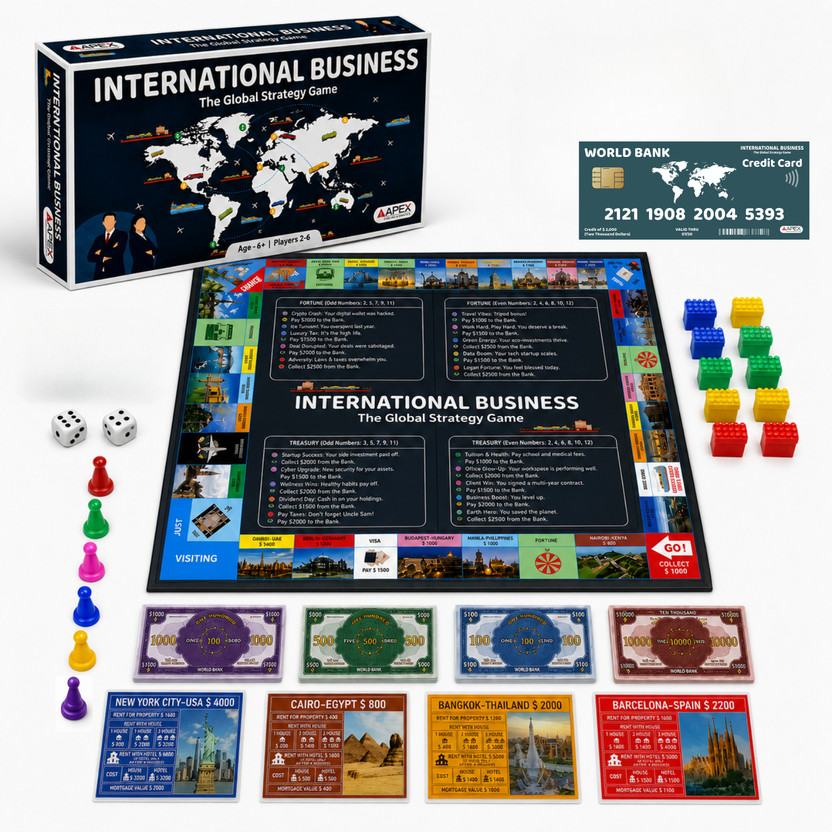 APEX MEDIA AND MARKETING INDIA APEX International Business Board Game | Global Strategy Trading Game Money & Assets Board Game