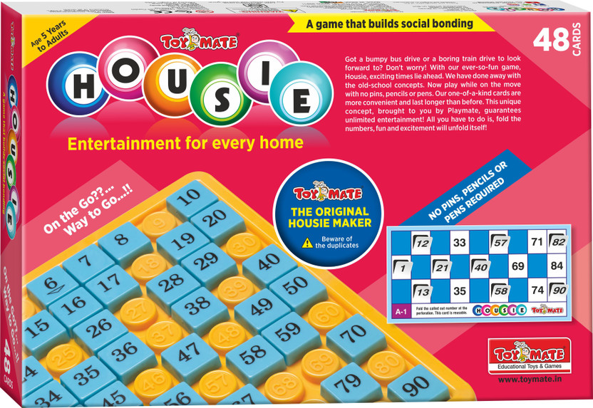Toymate Housie 48 RED with reusable cards, A family fun game for small gathering Educational Board Games
