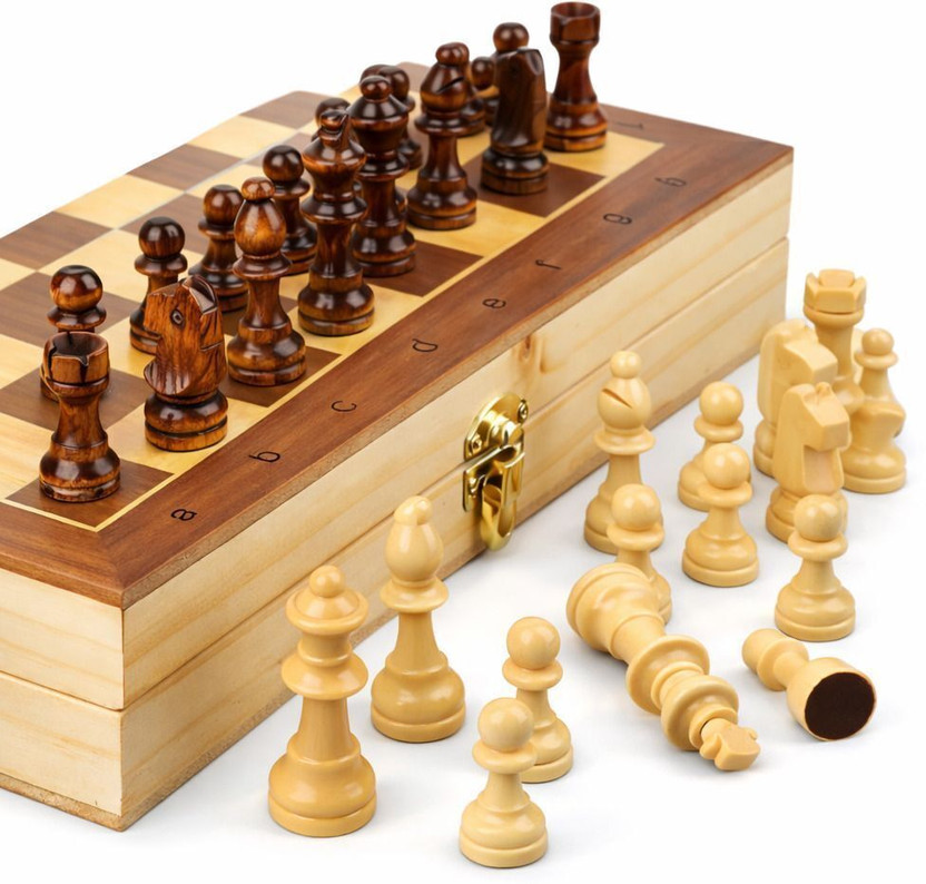 Nakashi Wooden Folding Chess Set with Storage | Classic Chess Board Game 33 cm Chess Board(Brown)