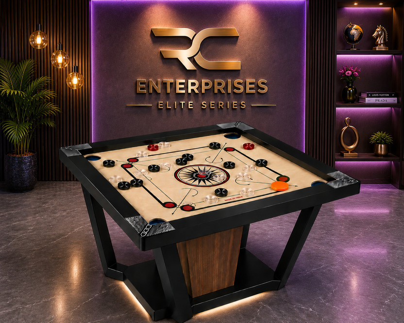 r c enterprises Elite Series Carrom Board 20 inches with 24pcs. Crystal coins #74 50.8 cm Carrom Board(Black, Beige, Multicolor)