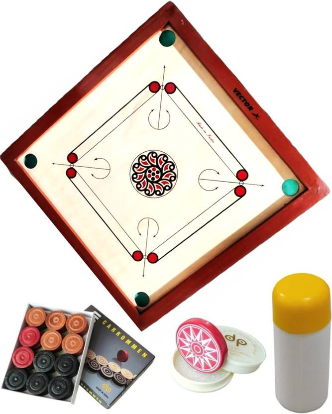 INFINITY HIT Carrom Board 32 inch with Wooden Coins Striker and Powder