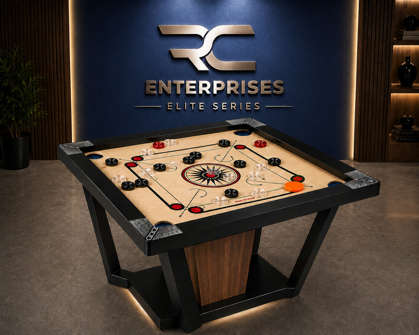 r c enterprises Elite Series Carrom Board 20 inches with 24pcs. Crystal coins #9 50.8 cm Carrom Board(Black, Beige, Multicolor)
