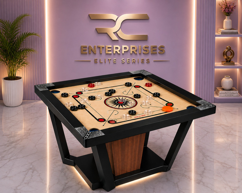 r c enterprises Elite Series Carrom Board 20 inches with 24pcs. Crystal coins #45 50.8 cm Carrom Board(Black, Beige, Multicolor)
