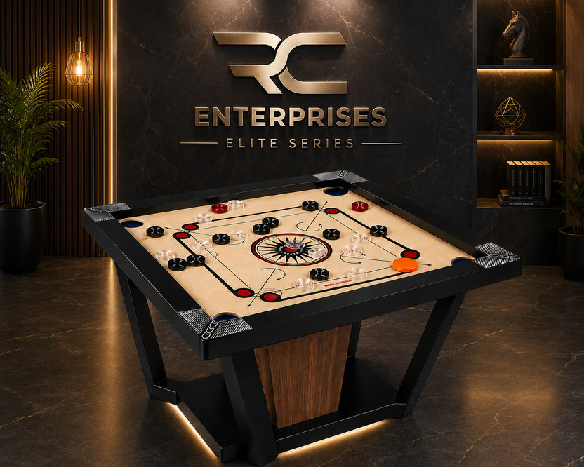 r c enterprises Elite Series Carrom Board 20 inches with 24pcs. Crystal coins #98 50.8 cm Carrom Board(Black, Beige, Multicolor)