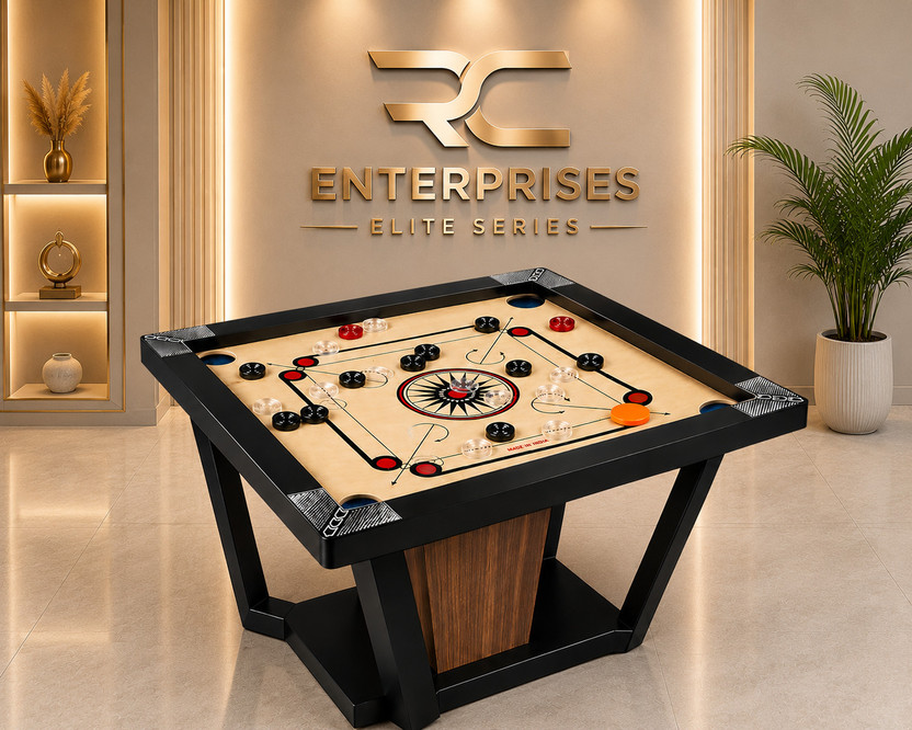 r c enterprises Elite Series Carrom Board 20 inches with 24pcs. Crystal coins #17 50.8 cm Carrom Board(Black, Beige, Multicolor)