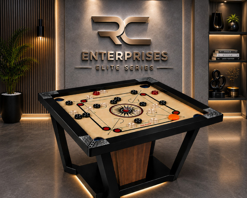 r c enterprises Elite Series Carrom Board 20 inches with 24pcs. Crystal coins #125 50.8 cm Carrom Board(Black, Beige, Multicolor)