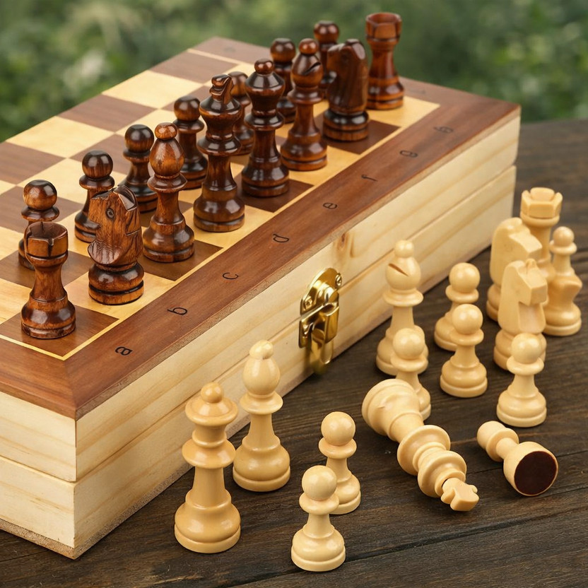Nakashi 12 INCH Wooden Folding Chess Set with Storage | Classic Chess Board Game 30 cm Chess Board(Brown)