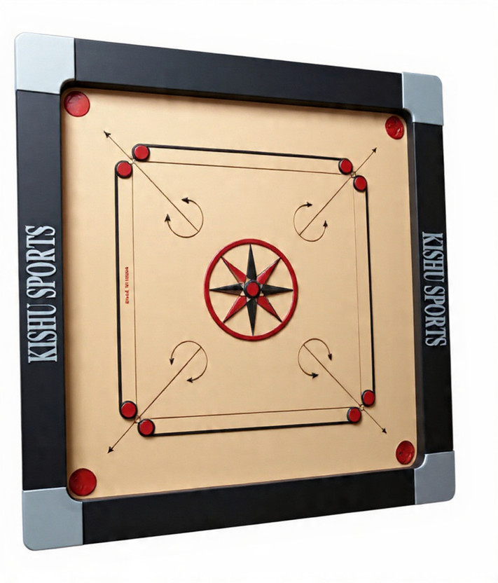 Kishu sports 36 inch with 3 inch frame, premium wood coins, disco powder and striker 91 cm Carrom Board(Black)