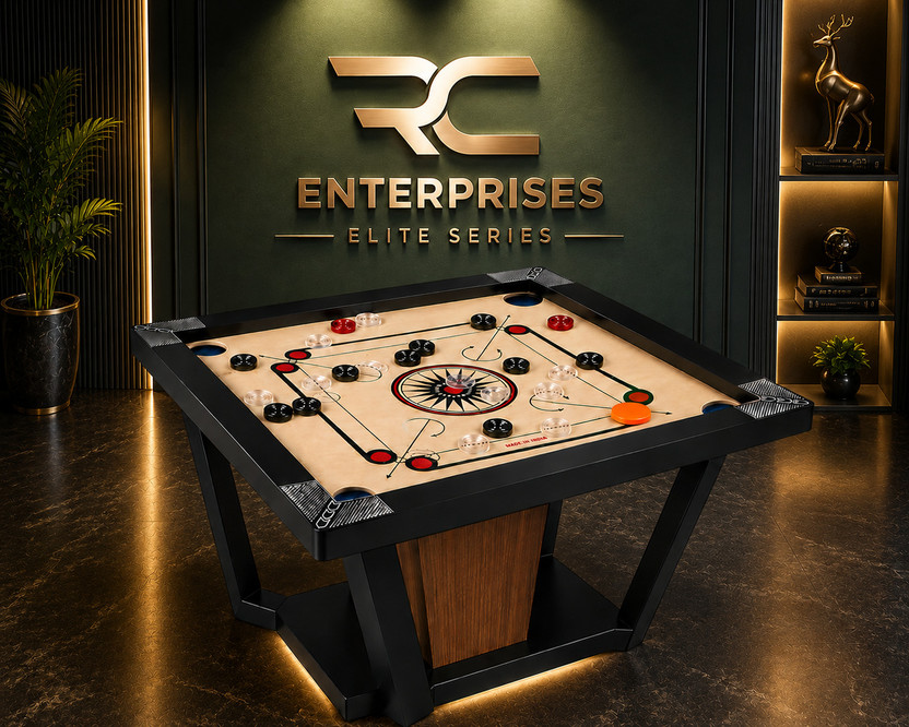 r c enterprises Elite Series Carrom Board 20 inches with 24pcs. Crystal coins #115 50.8 cm Carrom Board(Black, Beige, Multicolor)