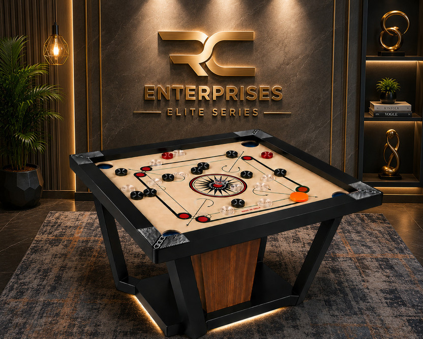 r c enterprises Elite Series Carrom Board 20 inches with 24pcs. Crystal coins #128 50.8 cm Carrom Board(Black, Beige, Multicolor)