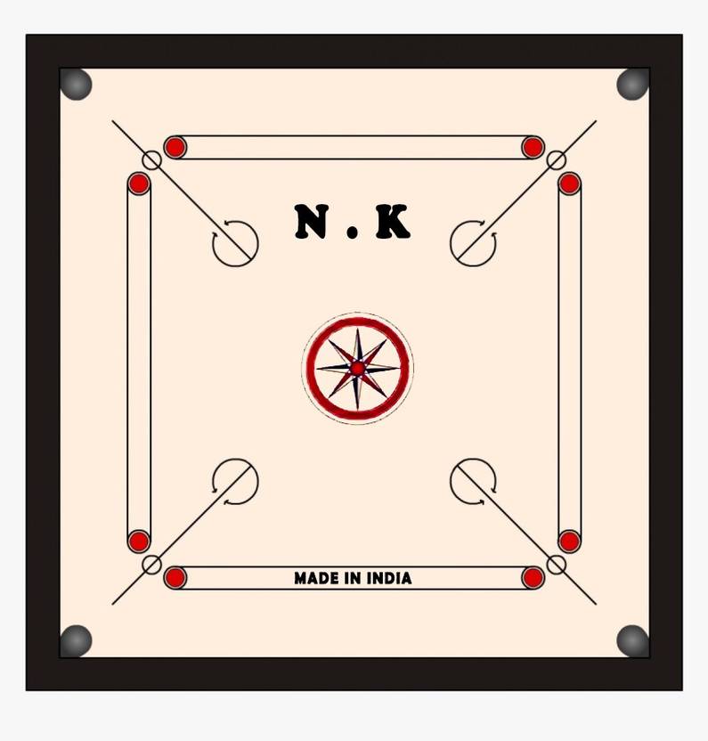 NK Exports Wooden 26 Inch Carrom Board With Crystal Coin Striker