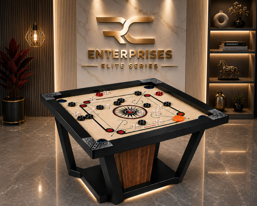r c enterprises Elite Series Carrom Board 20 inches with 24pcs. Crystal coins #3 50.8 cm Carrom Board(Black, Beige, Multicolor)