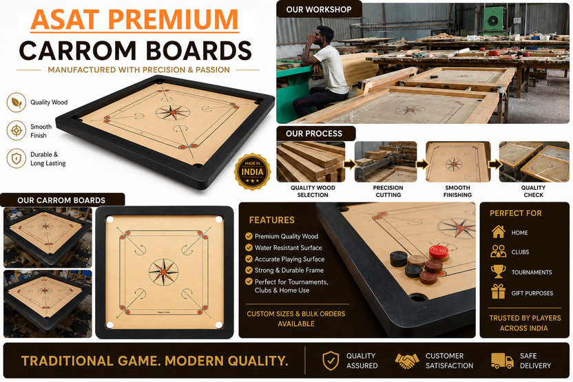 ASAT ASAT PREMIUM CARROM BOARD ASAT 2.5 87.5 cm Carrom Board(Multicolor) - Flipkart Deal