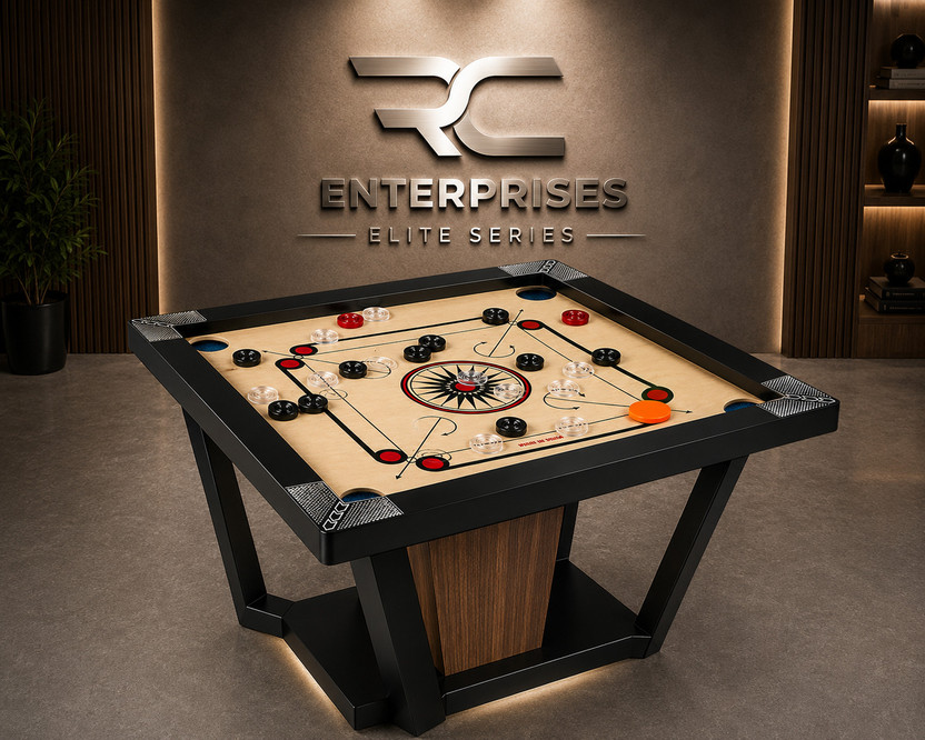 r c enterprises Elite Series Carrom Board 20 inches with 24pcs. Crystal coins #60 50.8 cm Carrom Board(Black, Beige, Multicolor)