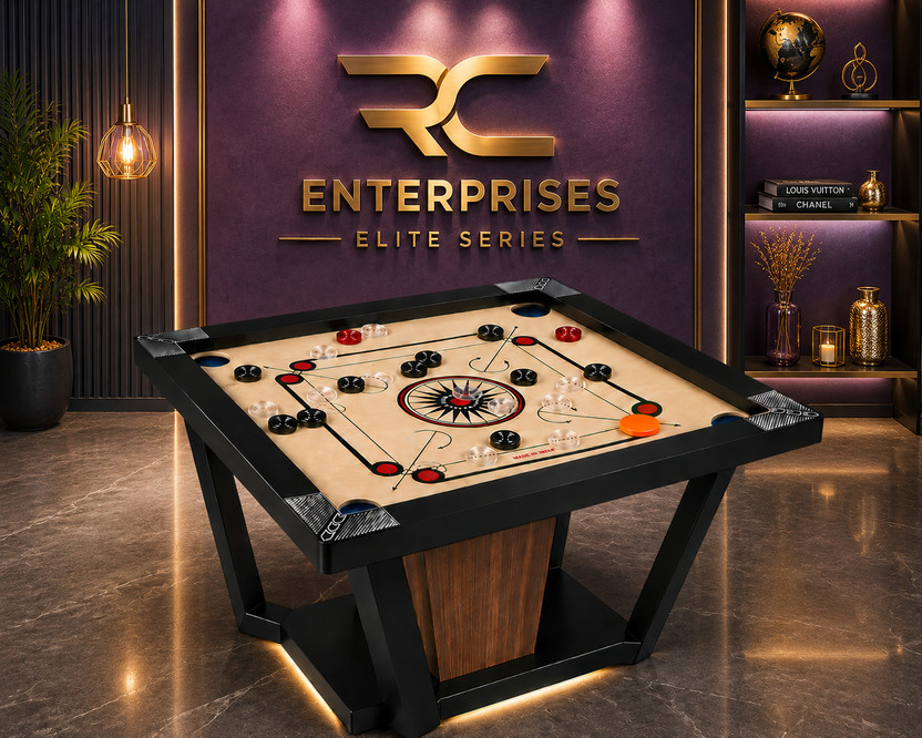 r c enterprises Elite Series Carrom Board 20 inches with 24pcs. Crystal coins #121 50.8 cm Carrom Board(Black, Beige, Multicolor)