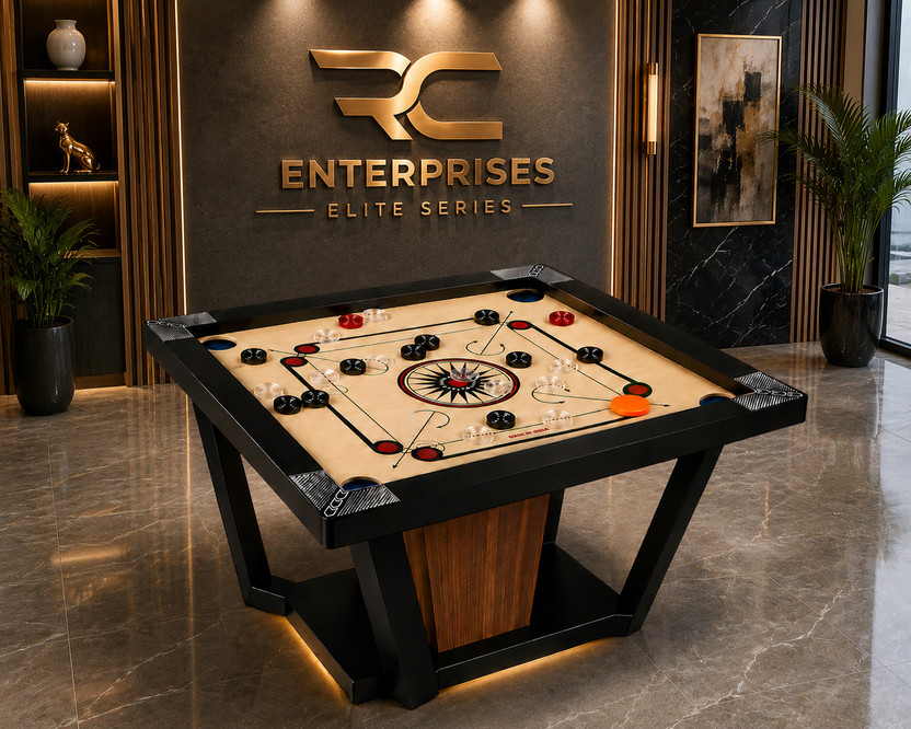 r c enterprises Elite Series Carrom Board 20 inches with 24pcs. Crystal coins #33 50.8 cm Carrom Board(Black, Beige, Multicolor)