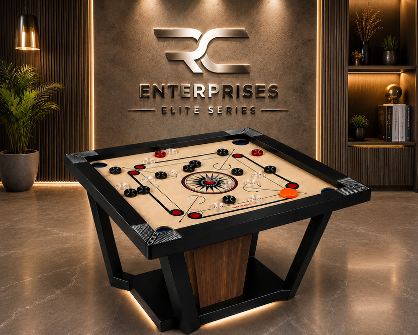 r c enterprises Elite Series Carrom Board 20 inches with 24pcs. Crystal coins #7 50.8 cm Carrom Board(Black, Beige, Multicolor)