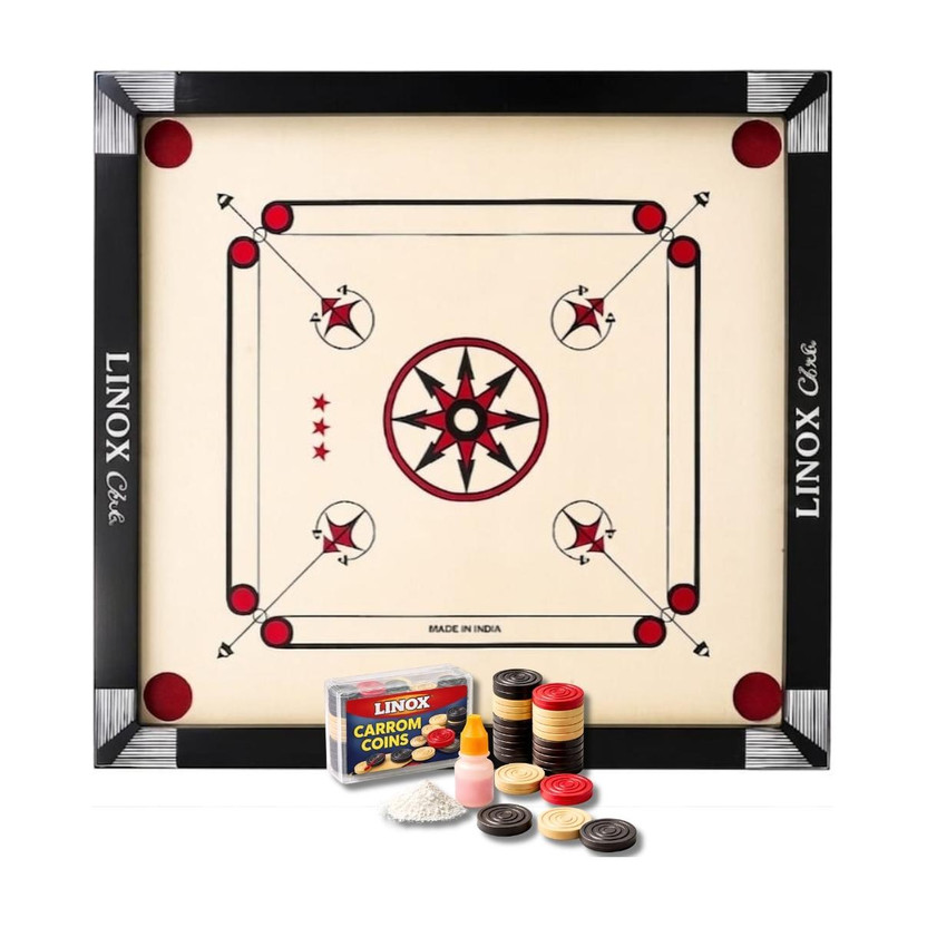 Linox Linox Sports 26 inch with Gloss Finish Carrom Board with Coins,Striker and Powder 57 cm Carrom Board(Multicolor) - Flipkart Deal