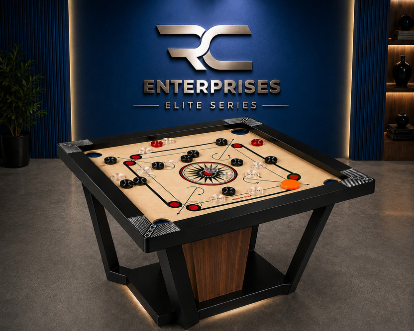 r c enterprises Elite Series Carrom Board 20 inches with 24pcs. Crystal coins #8 50.8 cm Carrom Board(Black, Beige, Multicolor)