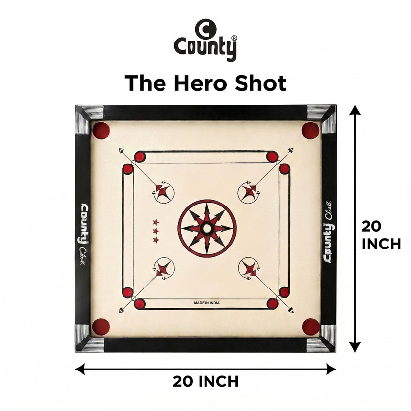 County 20" Small Size Wooden Carrom Board | Smooth Surface Indoor Game 3 cm Carrom Board(Brown, Black)