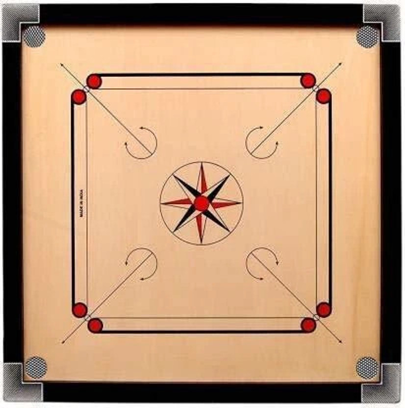 wWAR Matte Finish large Carrom Board with wooden Coins Striker (32 x 32 Inch) 80 cm Carrom Board(Brown, Black)
