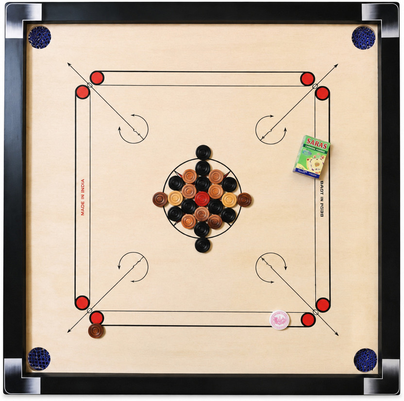 Ishu Sports SMOOTH FULL SIZE,(32 INCH)WITH STRIKER,POWDER AND COINS 81.04 cm Carrom Board(Multicolor)