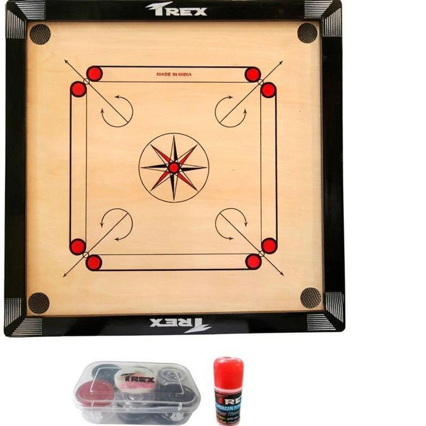 Trex Trex Sports 26 inch Full Size with Gloss Finish, Coins Striker and Boric Powder 50.8 cm Carrom Board(Multicolor) - Flipkart Deal