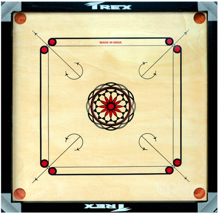 Trex Sports Premium 32inch Round Pocket with Wooden Coins ,Striker & Disco powder 81.28 cm Carrom Board(Beige)