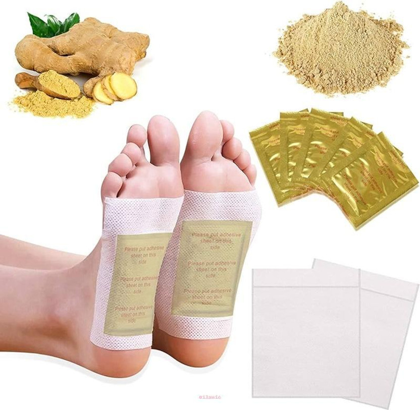 Oilanic Ginger Foot Pads: 10 Natural Patches for Toxin Removal & Sleep Plaster & Patch(10 Patches)