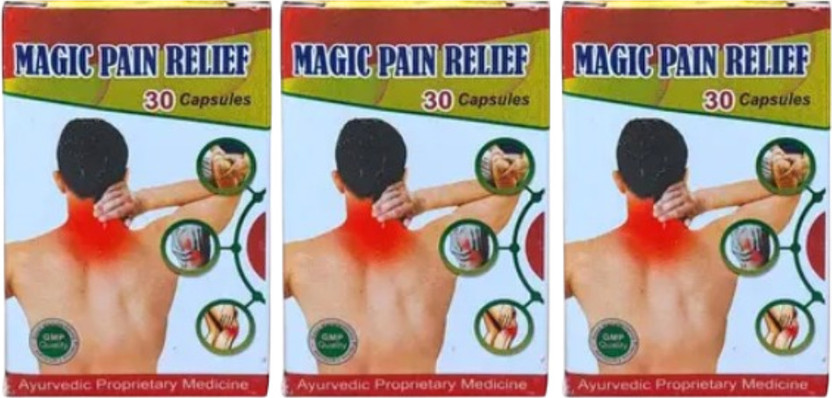 MAGIC PAIN RELIEF 100% AYURVEDIC CAPSULE FOR ALL KIND OF BODY PAIN RELIEF PACK OF 3 Capsules(3 x 30 Units)