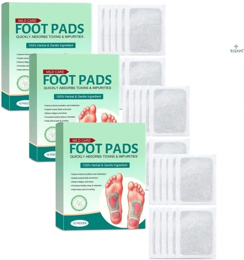 Ridoy Foot Pads | Foot Pads Pain Relief | Belly Fat Reduction Aid For Gentle Overnight Plaster & Patch(3 x 10 Patches)