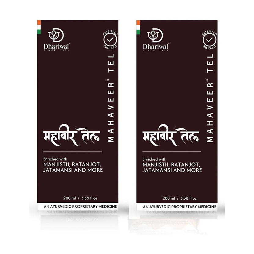 Dhariwal Ayurveda Mahaveer Tel Pain Relief Oil for Joints Pain, Knee & Back Pain Liquid(2 x 200 ml)