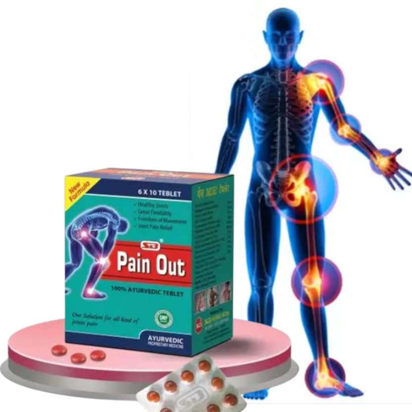 Pain out 100% AYURVEDIC HERBAL CAPSULE FOR ALL KIND OF BODY PAIN RELIEF PACK OF 1 Capsules(60 Units)