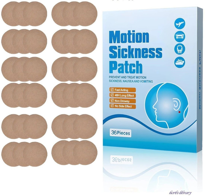 Herbs Library Motion Sickness Patch | To Herbal Comfort Travel Aid Plaster & Patch(36 Patches)