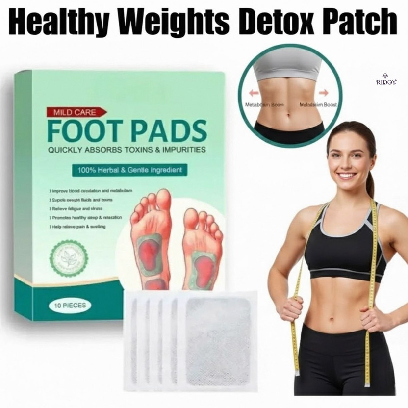 Ridoy Foot Pads | Ginger Foot Pads | Boosts Metabolic Activity For Effective Pain Reli Plaster & Patch(10 Patches)