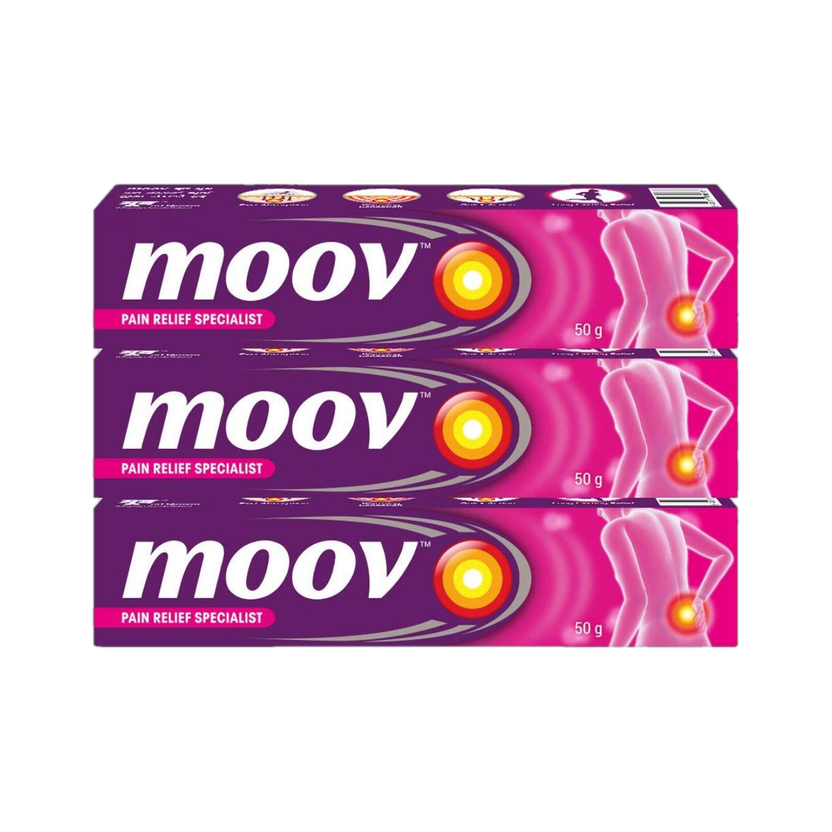 MOOV Fast Pain Relief,Body, Joints, Ortho like Medicine, Ointment, Balm for Men Women Cream(3 x 50 g)
