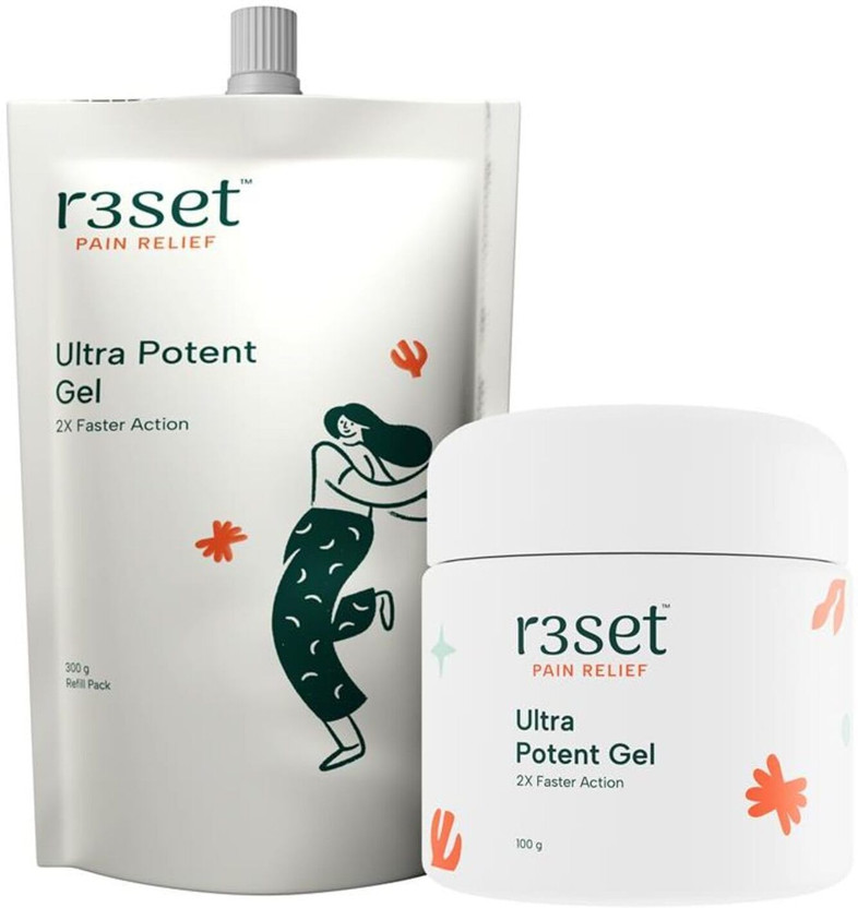 R3SET Ultra Potent Pain Relief Gel & Refill Combo | Fast Absorbing Formula Gel(400 g)