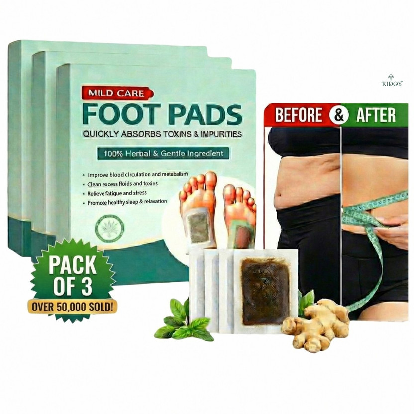 Ridoy Foot Pads Weight Loss | Relaxation & Sleep Support For Skin Impurity & Toxin Com Plaster & Patch(3 x 10 Patches)