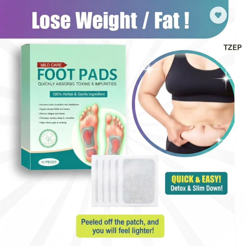 TZEP Foot Pads Weight Loss | Natural Sleep Support For Reduced Dull Skin Appearance Plaster & Patch(10 Patches)