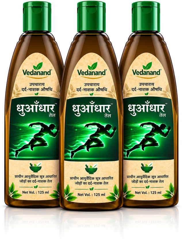 vedanand ayurveda DHUANDHAAR PAIN RELIEF OIL PACK OF 3 Liquid(3 x 125 ml)