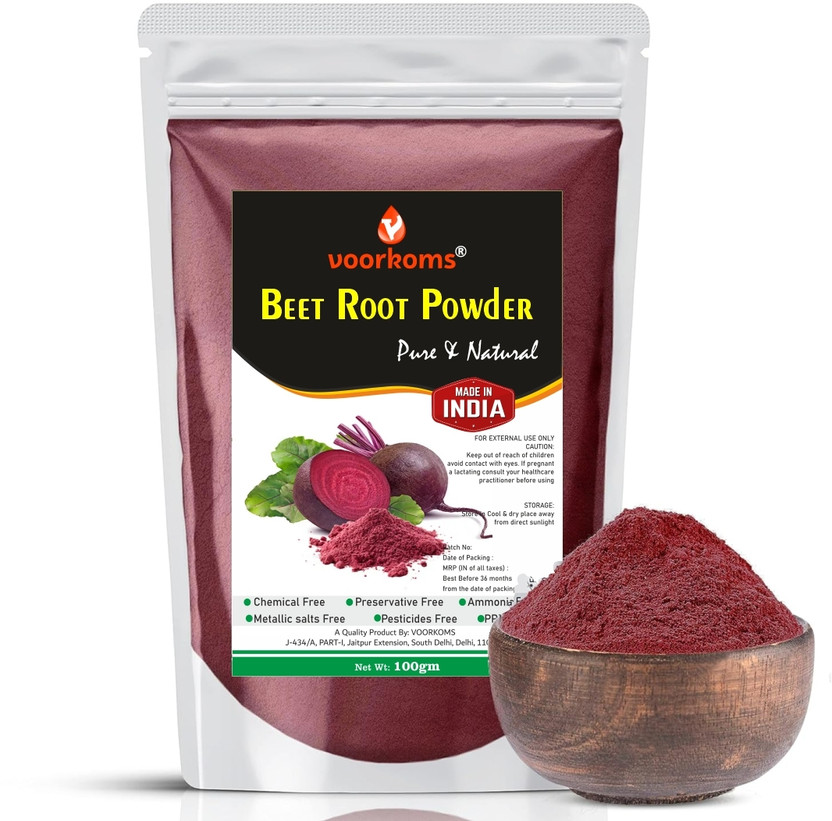 voorkoms Pure Beet Root Powder - Superfood for Energy and Vitality(100 g)