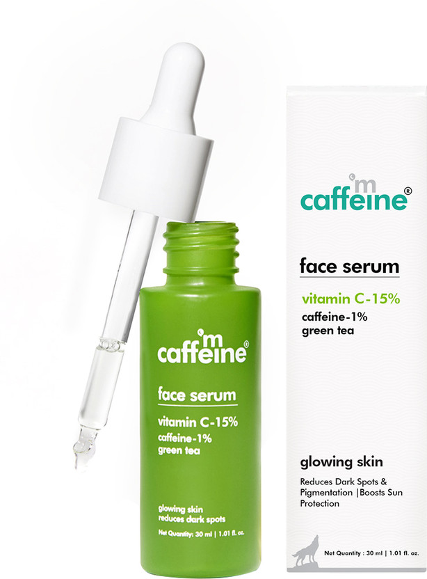 mCaffeine 15% Vitamin C Serum With Green Tea For Skin Brightening, Reduce dark spots(30 ml)