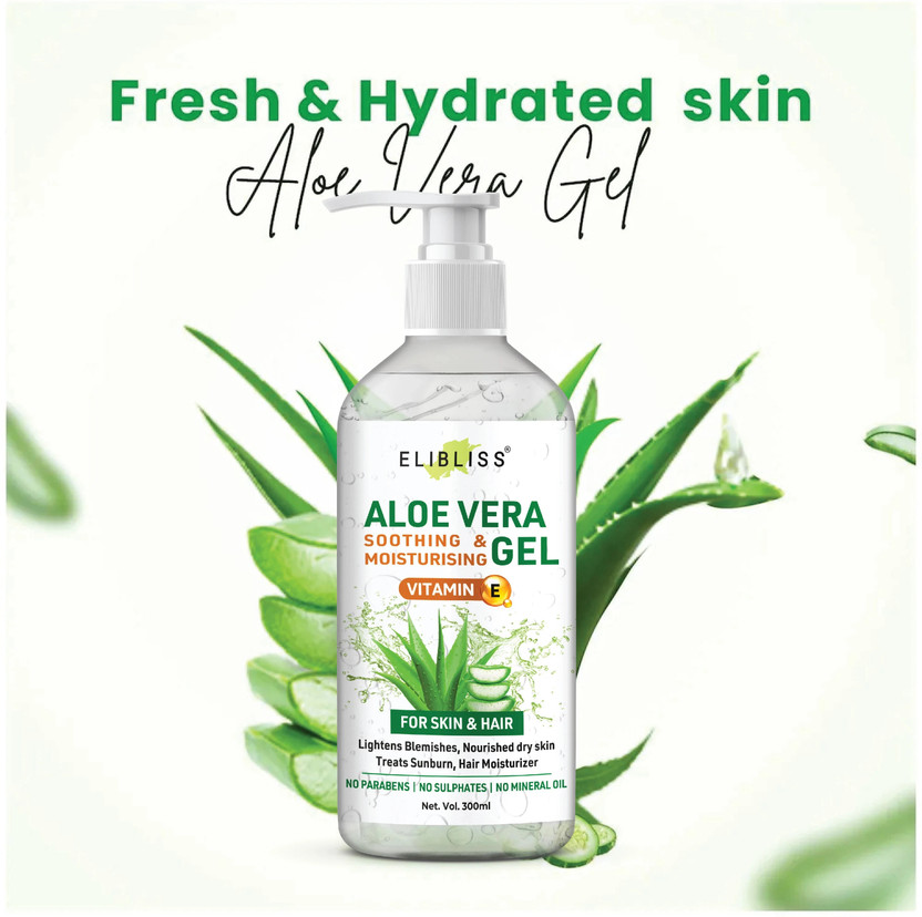ELIBLISS Aloe Vera Gel for Softening, Smoothening Skin, Skin Hydration and Brightening(300 ml)