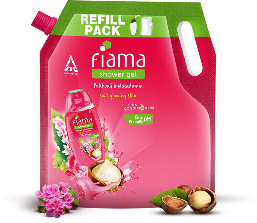 FIAMA Body Wash Shower Gel Patchouli & Macadamia Value Pouch, For Moisturized Skin(1.4 L)