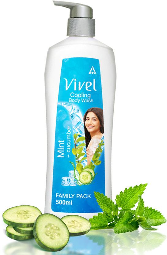 Vivel Cooling Body Wash Mint & Cucumber Shower Gel, Pump Bottle, Moisturized Skin(500 ml)