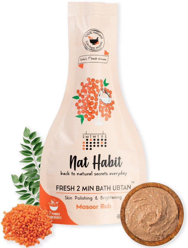 Nat Habit Masoor Rub Bath Ubtan Scrub|Skin Polishing & Brightening|Detan Body Wash(2 x 80 g)