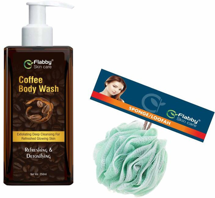 flabby skin care Coffee Body Wash For Smooth,Soft & Moisturised Skin|Free Bathing Loofah(2 x 125 ml)