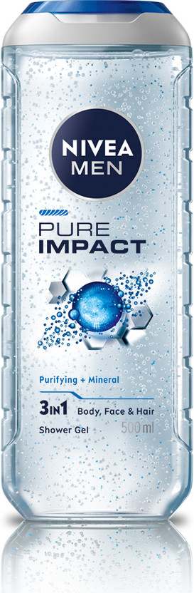 Nivea Men Pure Impact Body Wash with Purifying Micro Particles, Body, Face & Hair For Men(500 ml)